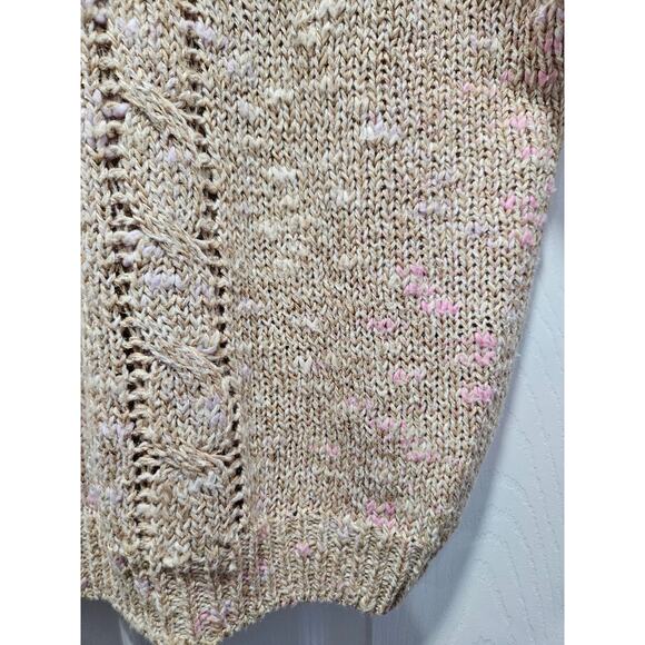 Vintage Jonathan Martin Glam Glittery Beige Cropped Sweater Size M Linen Blend - Picture 7 of 16